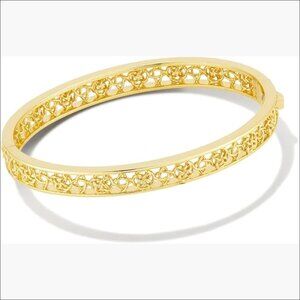 Gold Plated Brass Bangle Bracelet, Elegant Round Design for Women